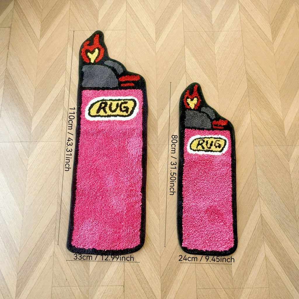 Pink Lighter Shaped Tufted Rug