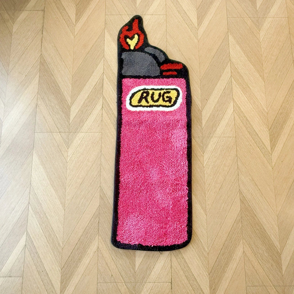 Pink Lighter Shaped Tufted Rug