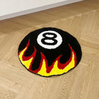 Flaming 8-Ball Tufted Rug
