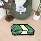 Green Dollar Cartoon Tufted Rug