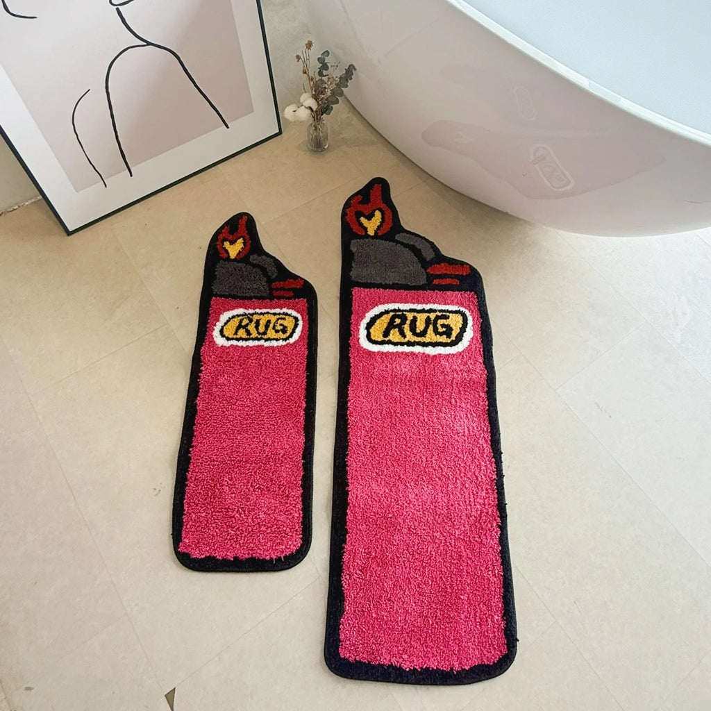 Pink Lighter Shaped Tufted Rug