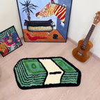 Green Dollar Cartoon Tufted Rug