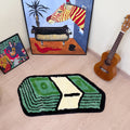 Green Dollar Cartoon Tufted Rug