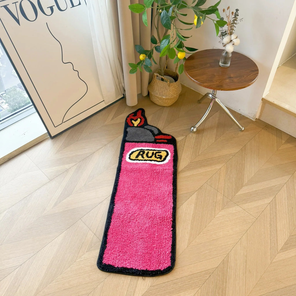 Pink Lighter Shaped Tufted Rug